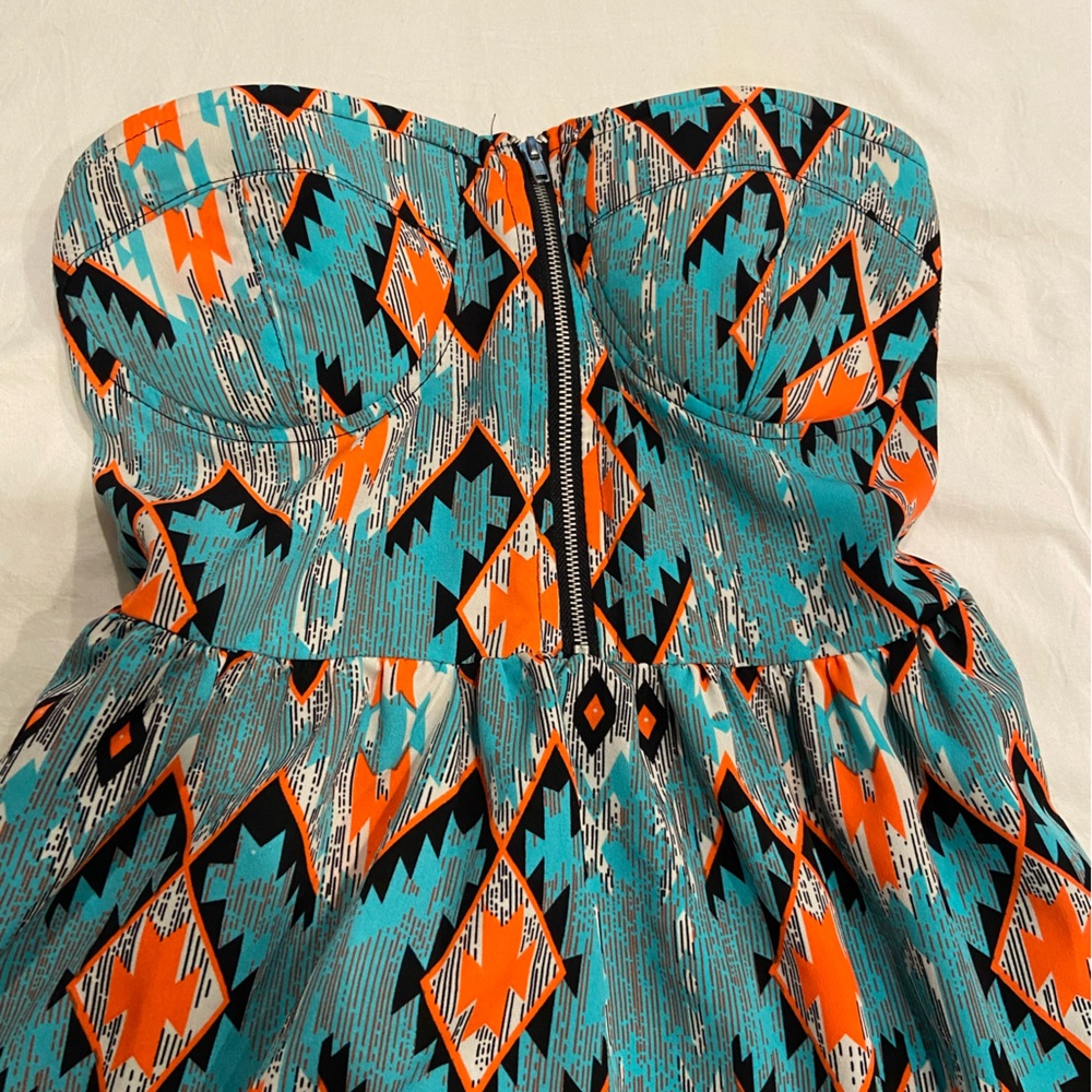 Tribal Print Strapless Dress